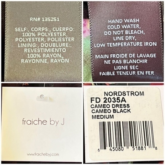 NEW Fraiche By J Dress Black Multi Floral Sheer Long Sleeve Women’s Dress Size M - Picture 10 of 11